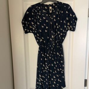 Navy Dress with White Triangle Pattern